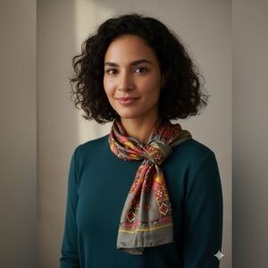 Vintage The Specialty House 100% Silk Scarf Geometric Print Made in Korea